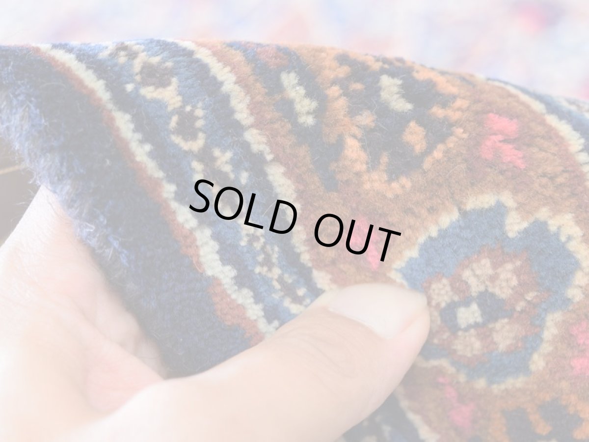 画像12: 良品 ペルシャ 絨毯 ムード 産 縦2m 横2m 3.5㎡ ~2-3帖 正方形 スクエアタイプ リビング ダイニング 2-3人掛けソファ サイズ 190 x 180 cm No.R350 ウール 手織り ハンドメイド トライバル ラグ カーペット ネイビー 茶 生成り マヒ柄 ヘラティ模様 b-r350-190180h052-033 (12)