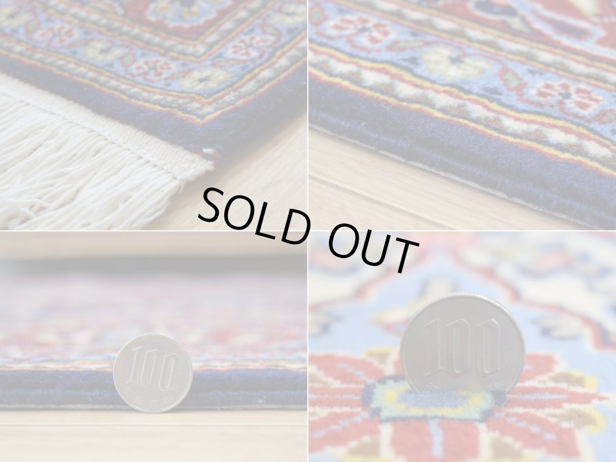 画像20: 新品 ペルシャ 絨毯 カシャーン 産 縦2.2m 横1.5m 3.1㎡ 〜2帖程度 リビング ダイニング 2-3人掛けソファ サイズ 213 x 145 cm No.2673 ウール 手織り ラグ 敷物 カーペット メダリオン 赤 濃紺 n-2673-213145h007-009 (20)