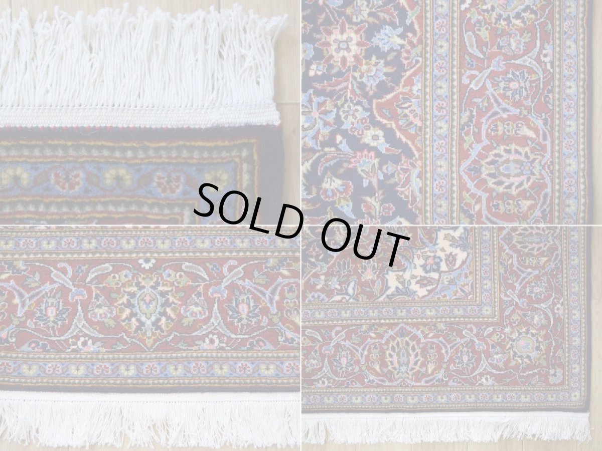 画像19: 新品 ペルシャ 絨毯 カシャーン 産 縦2.2m 横1.5m 3.1㎡ 〜2帖程度 リビング ダイニング 2-3人掛けソファ サイズ 213 x 145 cm No.2673 ウール 手織り ラグ 敷物 カーペット メダリオン 赤 濃紺 n-2673-213145h007-009 (19)