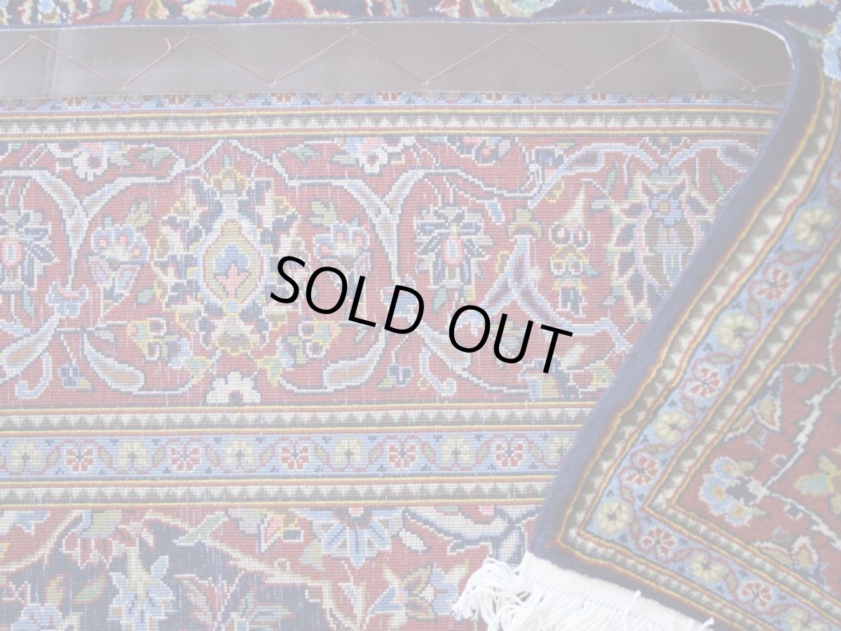 画像14: 新品 ペルシャ 絨毯 カシャーン 産 縦2.2m 横1.5m 3.1㎡ 〜2帖程度 リビング ダイニング 2-3人掛けソファ サイズ 213 x 145 cm No.2673 ウール 手織り ラグ 敷物 カーペット メダリオン 赤 濃紺 n-2673-213145h007-009 (14)