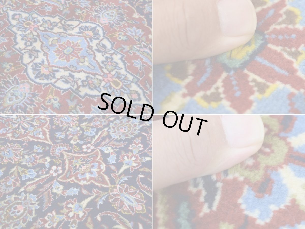 画像15: 新品 ペルシャ 絨毯 カシャーン 産 縦2.2m 横1.5m 3.1㎡ 〜2帖程度 リビング ダイニング 2-3人掛けソファ サイズ 213 x 145 cm No.2673 ウール 手織り ラグ 敷物 カーペット メダリオン 赤 濃紺 n-2673-213145h007-009 (15)