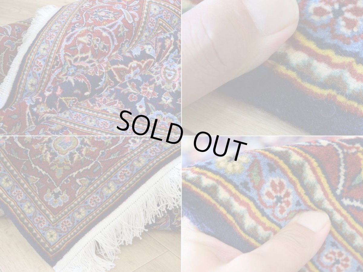 画像18: 新品 ペルシャ 絨毯 カシャーン 産 縦2.2m 横1.5m 3.1㎡ 〜2帖程度 リビング ダイニング 2-3人掛けソファ サイズ 213 x 145 cm No.2673 ウール 手織り ラグ 敷物 カーペット メダリオン 赤 濃紺 n-2673-213145h007-009 (18)