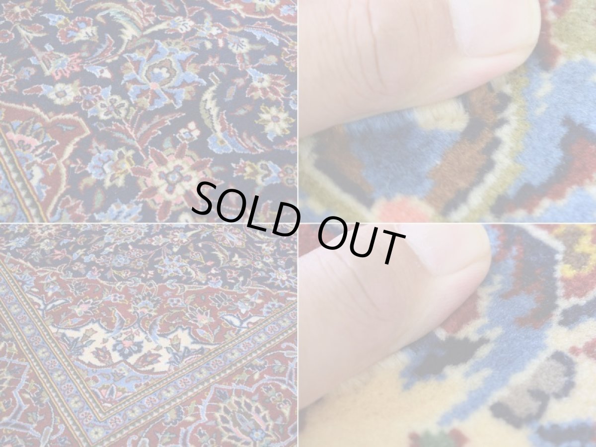 画像16: 新品 ペルシャ 絨毯 カシャーン 産 縦2.2m 横1.5m 3.1㎡ 〜2帖程度 リビング ダイニング 2-3人掛けソファ サイズ 213 x 145 cm No.2673 ウール 手織り ラグ 敷物 カーペット メダリオン 赤 濃紺 n-2673-213145h007-009 (16)