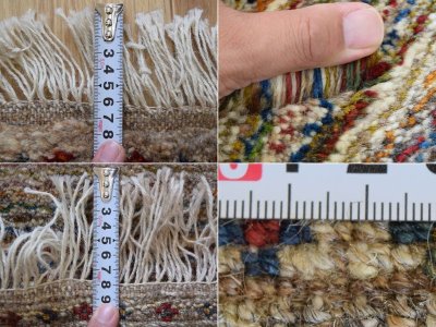 画像3: 新品 ペルシャ ギャッベ 縦1.5m 横1m 2人掛けソファ サイズ 143 × 103 cm No.A540 肉厚 天然 ウール ギャベ 手織り ハンドメイド ラグ 絨毯 カーペット レインボー マルチカラー  クレイジーパターン n-a540-143103h04a55