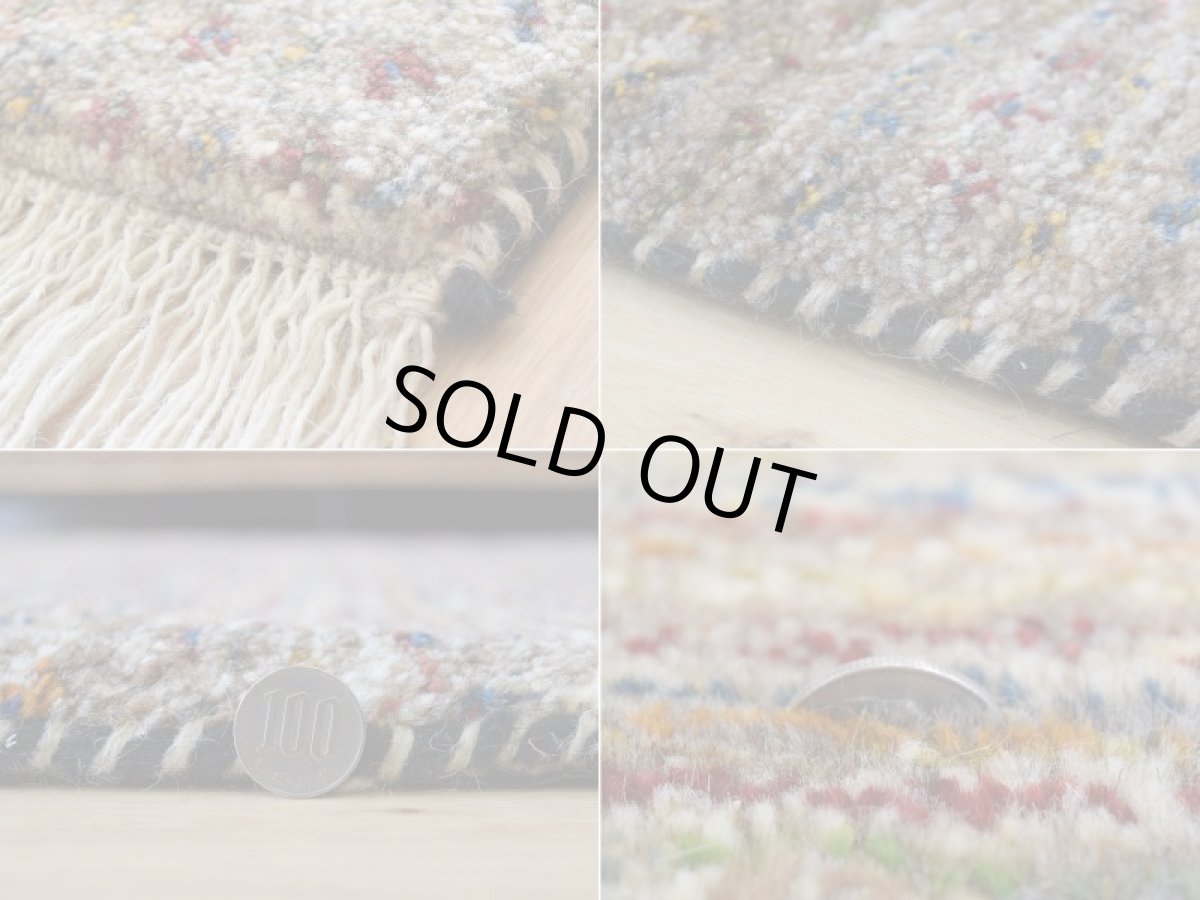 画像20: 新品 ペルシャ ギャッベ 縦1.5m 横1m 2人掛けソファ サイズ 143 × 103 cm No.A540 肉厚 天然 ウール ギャベ 手織り ハンドメイド ラグ 絨毯 カーペット レインボー マルチカラー  クレイジーパターン n-a540-143103h04a55 (20)