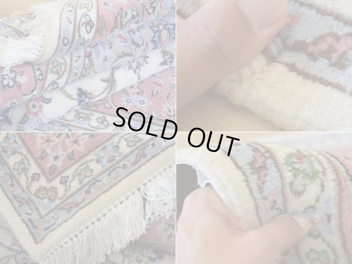 画像18: 新品 ペルシャ 絨毯 カシャーン 産 縦2.5m 横1.5m 3.8㎡ 〜3.5帖程度 リビング ダイニング 2-3人掛けソファ サイズ 247 x 150 cm No.2200 ウール 手織り ラグ 敷物 カーペット メダリオン 生成り グレー ピンク n-2200-247150s215a076 (18)