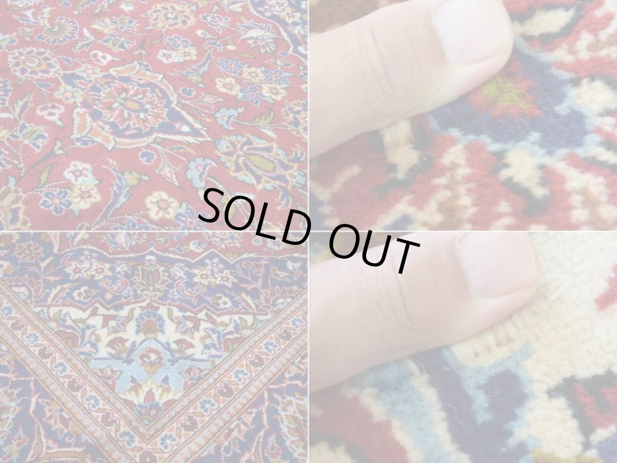 画像15: 良品 ペルシャ 絨毯 カシャーン 縦3m 横2m 6㎡ 〜6帖 リビング ダイニング 3人掛けソファ コーナーソファ 大判 サイズ 335 x 200 cm No.R325 肉厚 ウール 手織り トライバル ラグ 敷物 マット カーペット メダリオン ヴィンテージ ビンテージ 赤 ネイビー b-r325-335200h523a034 (15)