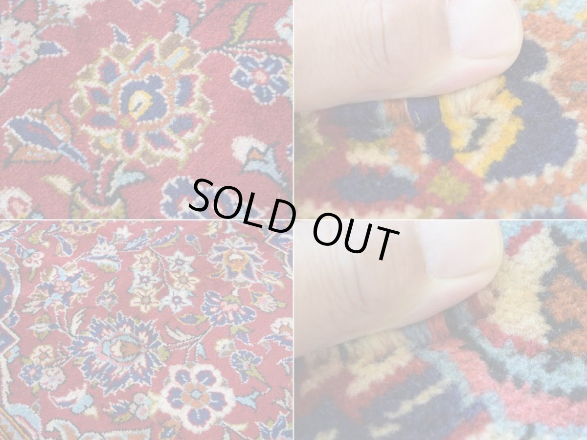 画像14: 良品 ペルシャ 絨毯 カシャーン 縦3m 横2m 6㎡ 〜6帖 リビング ダイニング 3人掛けソファ コーナーソファ 大判 サイズ 335 x 200 cm No.R325 肉厚 ウール 手織り トライバル ラグ 敷物 マット カーペット メダリオン ヴィンテージ ビンテージ 赤 ネイビー b-r325-335200h523a034 (14)