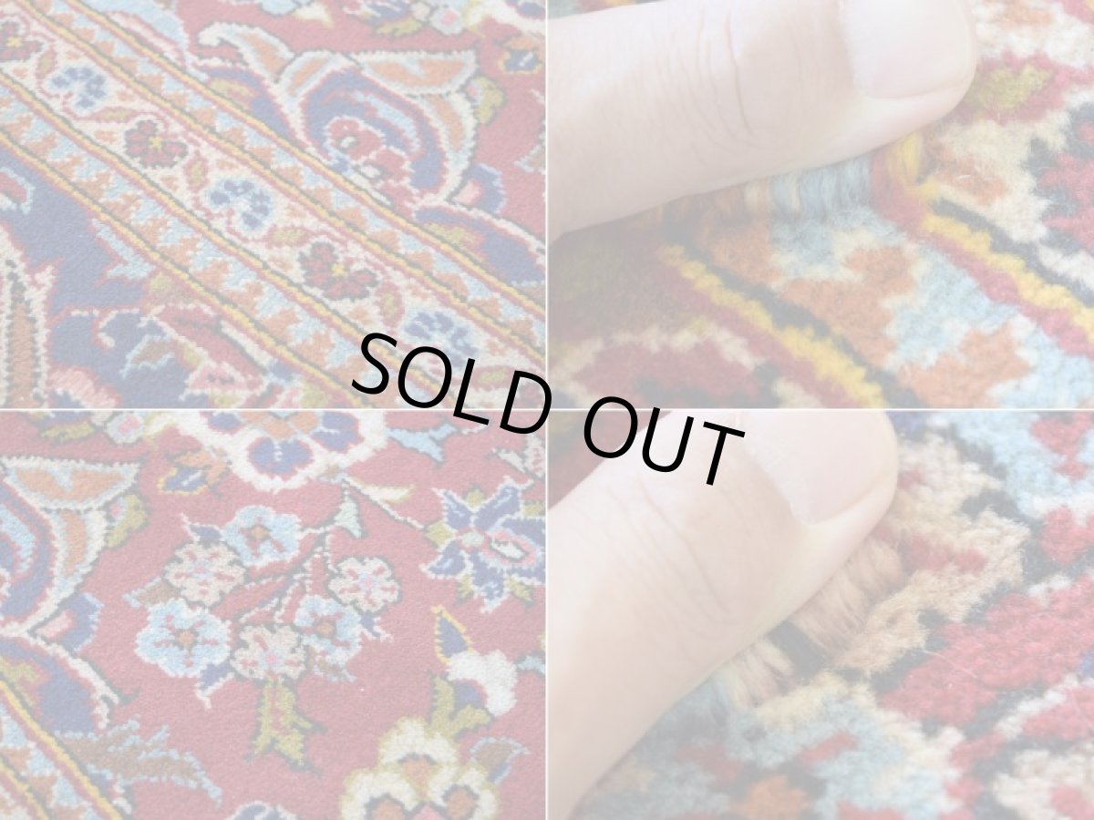 画像16: 良品 ペルシャ 絨毯 カシャーン 縦3m 横2m 6㎡ 〜6帖 リビング ダイニング 3人掛けソファ コーナーソファ 大判 サイズ 335 x 200 cm No.R325 肉厚 ウール 手織り トライバル ラグ 敷物 マット カーペット メダリオン ヴィンテージ ビンテージ 赤 ネイビー b-r325-335200h523a034 (16)