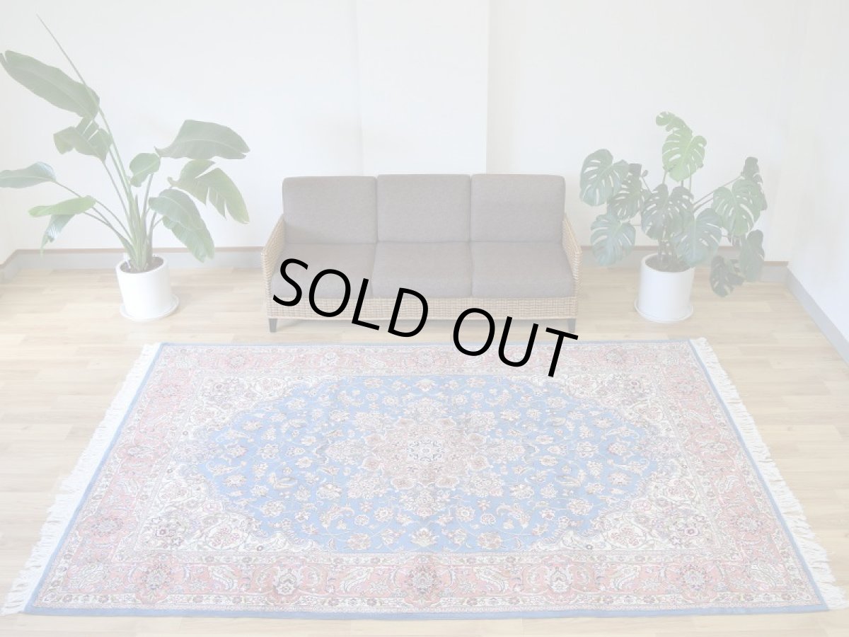 画像2: 新品 ペルシャ 絨毯 カシュマール 産  縦3m 横2m 6㎡ 〜6帖程度 リビング ダイニング 3人掛けソファ コーナーソファ 大判 サイズ 300 x 200 cm No.2265 ウール 手織り トライバル ラグ 敷物 カーペット メダリオン 水色 スカイブルー n-2265-300200s0961a0022 (2)