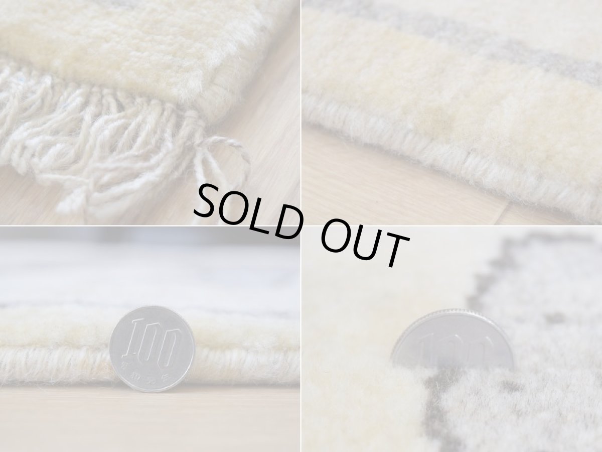 画像20: 新品 ペルシャ ギャッベ 縦1.1m アクセント ラグ サイズ 106 x 75 cm No.2371 肉厚 ウール 手織り ハンドメイド ギャベ マット カーペット  ライオンラグ ベージュグレー 原毛系 n-2371-106075s101a531 (20)