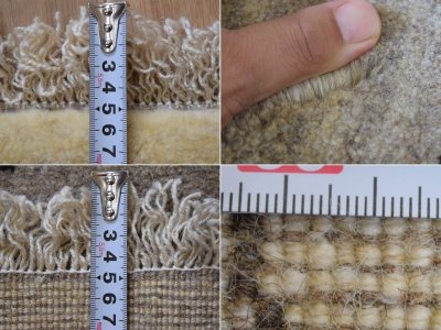 画像1: 新品 ペルシャ ギャッベ 縦1.1m アクセント ラグ サイズ 106 x 75 cm No.2371 肉厚 ウール 手織り ハンドメイド ギャベ マット カーペット  ライオンラグ ベージュグレー 原毛系 n-2371-106075s101a531