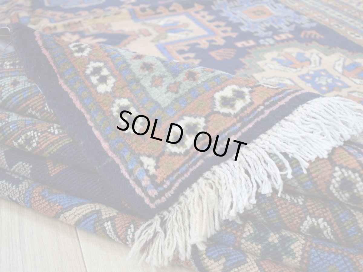 画像14: 良品 ペルシャ 部族絨毯 アルデビル 縦3m 横2m 6㎡ 6帖 リビング ダイニング 3人掛けソファ サイズ 298 x 215 cm No.1962 ウール 手織り ハンドメイド トライバル ラグ マット カーペット ネイビー 幾何学模様 民族柄 ビンテージ ヴィンテージ b-1962-298215s032a003 (14)