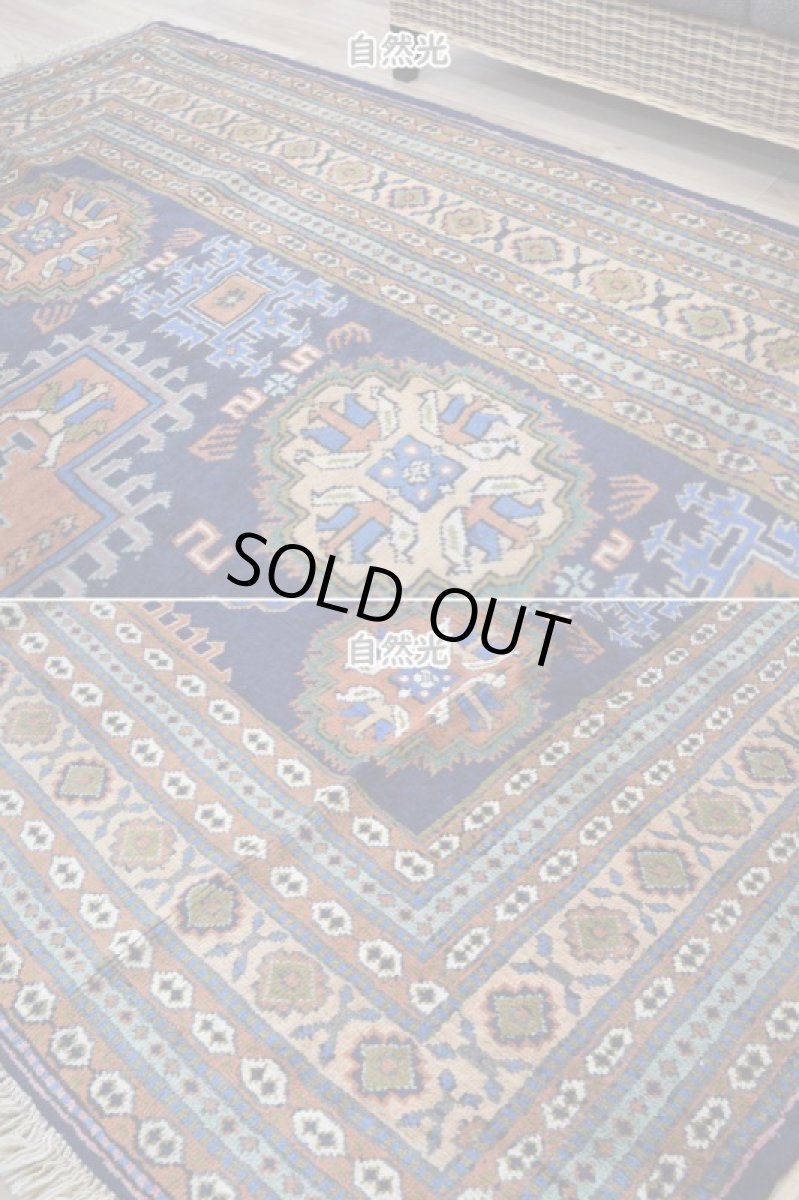 画像7: 良品 ペルシャ 部族絨毯 アルデビル 縦3m 横2m 6㎡ 6帖 リビング ダイニング 3人掛けソファ サイズ 298 x 215 cm No.1962 ウール 手織り ハンドメイド トライバル ラグ マット カーペット ネイビー 幾何学模様 民族柄 ビンテージ ヴィンテージ b-1962-298215s032a003 (7)