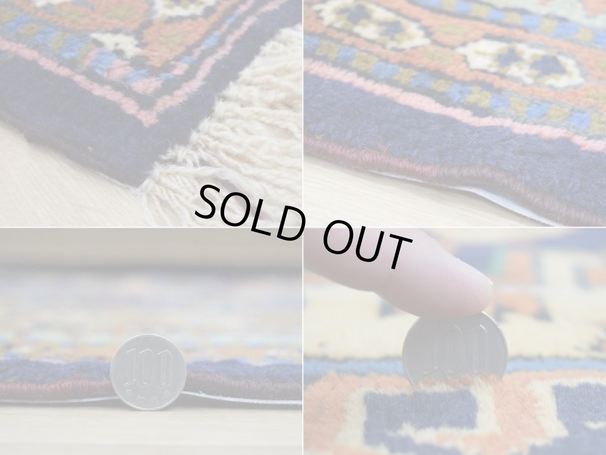 画像20: 良品 ペルシャ 部族絨毯 アルデビル 縦3m 横2m 6㎡ 6帖 リビング ダイニング 3人掛けソファ サイズ 298 x 215 cm No.1962 ウール 手織り ハンドメイド トライバル ラグ マット カーペット ネイビー 幾何学模様 民族柄 ビンテージ ヴィンテージ b-1962-298215s032a003 (20)