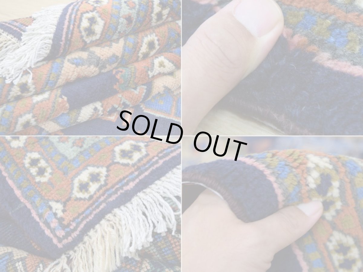 画像18: 良品 ペルシャ 部族絨毯 アルデビル 縦3m 横2m 6㎡ 6帖 リビング ダイニング 3人掛けソファ サイズ 298 x 215 cm No.1962 ウール 手織り ハンドメイド トライバル ラグ マット カーペット ネイビー 幾何学模様 民族柄 ビンテージ ヴィンテージ b-1962-298215s032a003 (18)