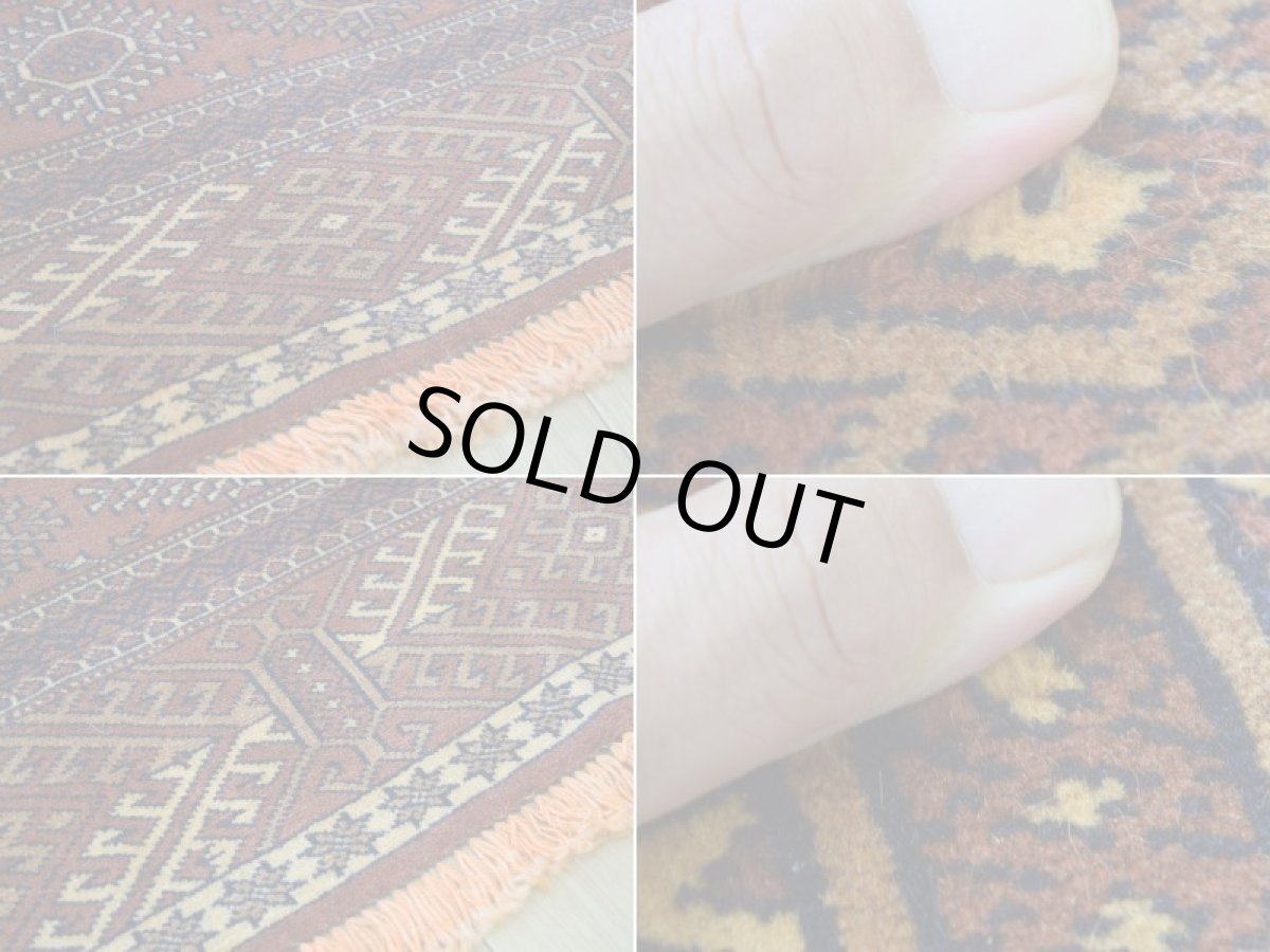 画像17: 良品 ペルシャ 部族絨毯 トルクメン 縦3m 横2m 6㎡ 6帖 リビング ダイニング 3人掛けソファ サイズ 300 x 210 cm No.P536 ウール 手織り ハンドメイド トライバル ラグ マット カーペット 茶 ブラウン ギュル 幾何学模様 民族柄 ビンテージ ヴィンテージ b-p536-300210h073a084 (17)