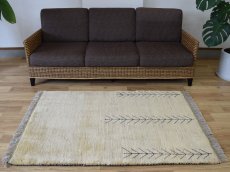 画像1: 新品 ペルシャ ギャッベ 縦1.5m アクセント ラグ サイズ 143 x 99 cm No.A541 肉厚 ウール 手織り 絨毯 ハンドメイド ギャベ マット カーペット 生命の樹 クリーム 生成り色 原毛系 n-a541-143099h041a002 (1)