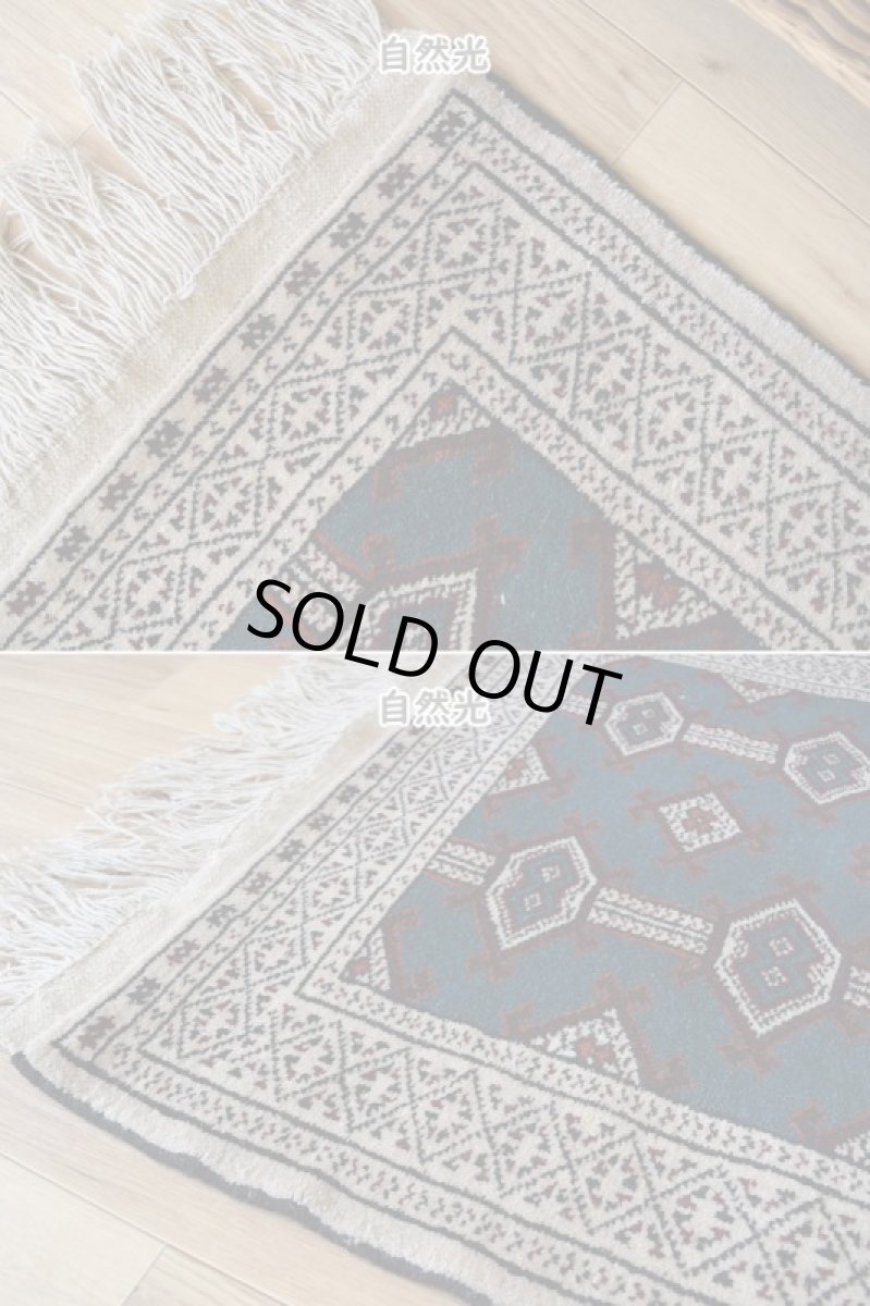 画像7: 新品 ペルシャ 部族絨毯 トルクメン 縦1.2m 横0.8m アクセント ラグ サイズ 120 x 80 cm No.F135 天然 肉厚 ウール 手織り ハンドメイド トライバル ラグ マット カーペット ターコイズ 緑 グリーン ギュル 幾何学模様 民族柄 n-f135-120080h001 (7)