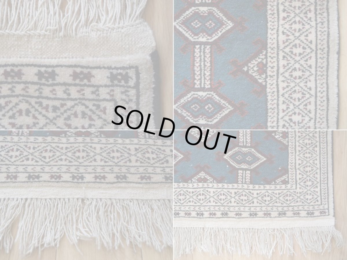 画像18: 新品 ペルシャ 部族絨毯 トルクメン 縦1.2m 横0.8m アクセント ラグ サイズ 120 x 80 cm No.F135 天然 肉厚 ウール 手織り ハンドメイド トライバル ラグ マット カーペット ターコイズ 緑 グリーン ギュル 幾何学模様 民族柄 n-f135-120080h001 (18)