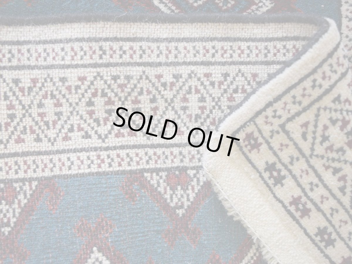 画像15: 新品 ペルシャ 部族絨毯 トルクメン 縦1.2m 横0.8m アクセント ラグ サイズ 120 x 80 cm No.F135 天然 肉厚 ウール 手織り ハンドメイド トライバル ラグ マット カーペット ターコイズ 緑 グリーン ギュル 幾何学模様 民族柄 n-f135-120080h001 (15)