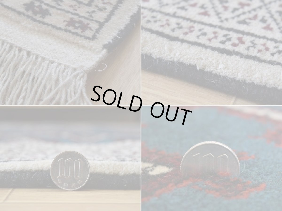 画像19: 新品 ペルシャ 部族絨毯 トルクメン 縦1.2m 横0.8m アクセント ラグ サイズ 120 x 80 cm No.F135 天然 肉厚 ウール 手織り ハンドメイド トライバル ラグ マット カーペット ターコイズ 緑 グリーン ギュル 幾何学模様 民族柄 n-f135-120080h001 (19)