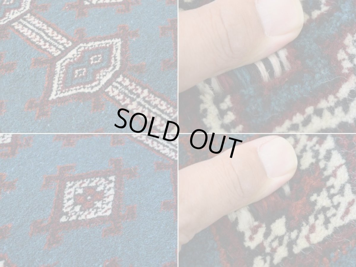 画像16: 新品 ペルシャ 部族絨毯 トルクメン 縦1.2m 横0.8m アクセント ラグ サイズ 120 x 80 cm No.F135 天然 肉厚 ウール 手織り ハンドメイド トライバル ラグ マット カーペット ターコイズ 緑 グリーン ギュル 幾何学模様 民族柄 n-f135-120080h001 (16)