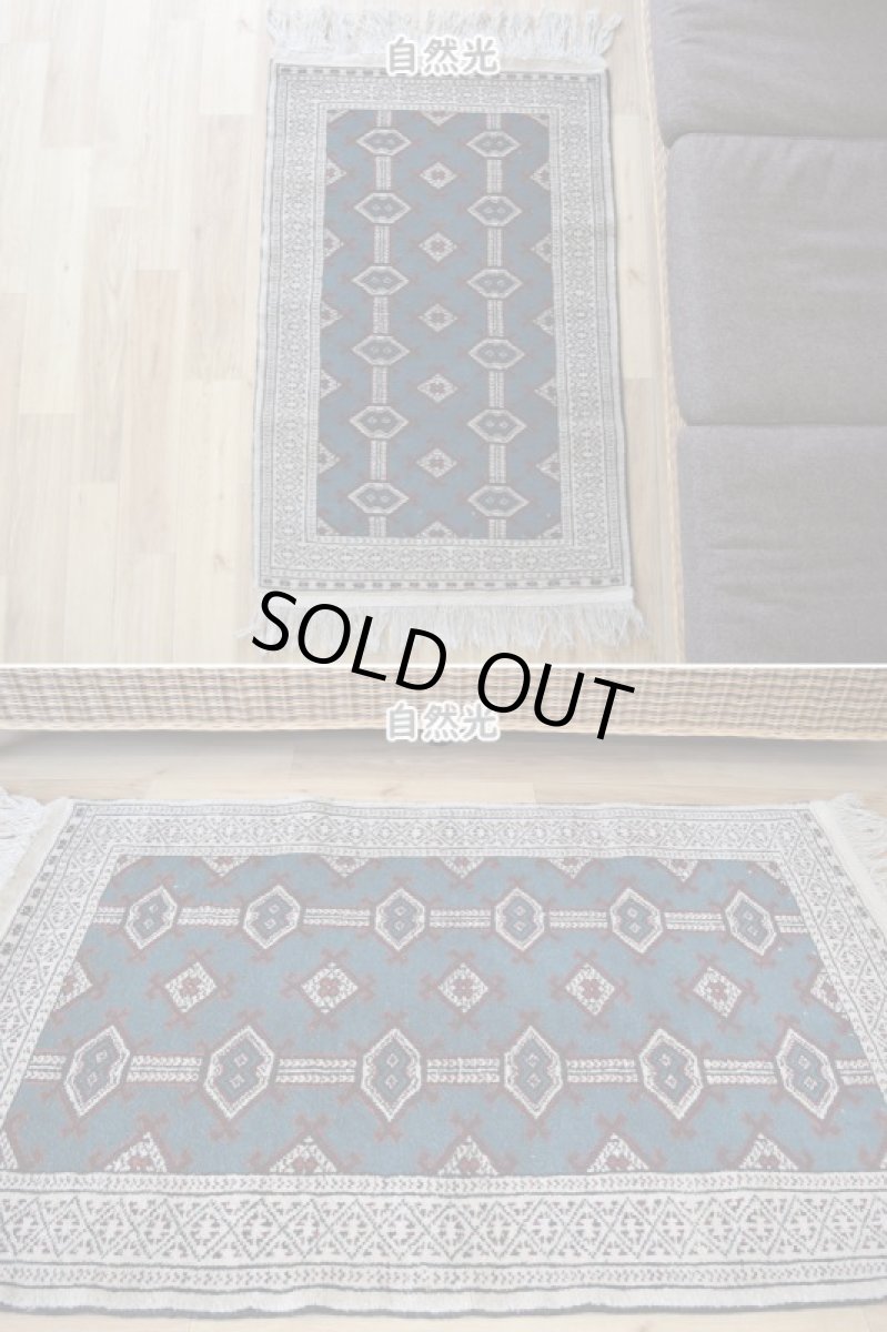 画像3: 新品 ペルシャ 部族絨毯 トルクメン 縦1.2m 横0.8m アクセント ラグ サイズ 120 x 80 cm No.F135 天然 肉厚 ウール 手織り ハンドメイド トライバル ラグ マット カーペット ターコイズ 緑 グリーン ギュル 幾何学模様 民族柄 n-f135-120080h001 (3)