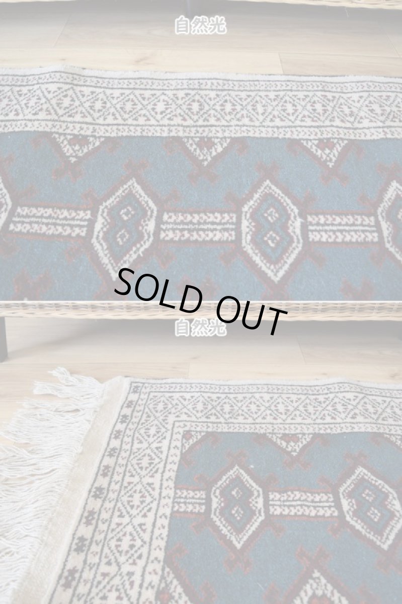 画像5: 新品 ペルシャ 部族絨毯 トルクメン 縦1.2m 横0.8m アクセント ラグ サイズ 120 x 80 cm No.F135 天然 肉厚 ウール 手織り ハンドメイド トライバル ラグ マット カーペット ターコイズ 緑 グリーン ギュル 幾何学模様 民族柄 n-f135-120080h001 (5)