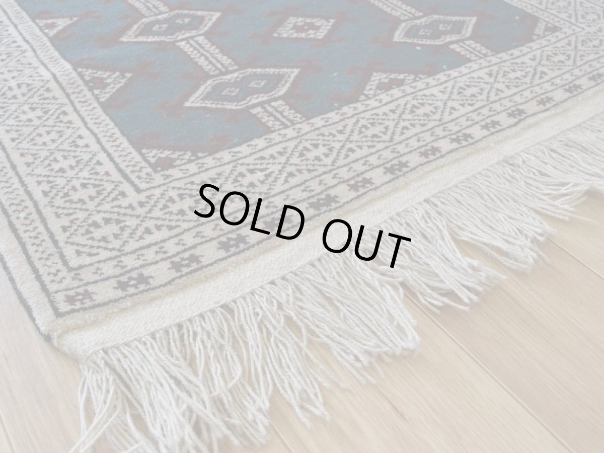 画像10: 新品 ペルシャ 部族絨毯 トルクメン 縦1.2m 横0.8m アクセント ラグ サイズ 120 x 80 cm No.F135 天然 肉厚 ウール 手織り ハンドメイド トライバル ラグ マット カーペット ターコイズ 緑 グリーン ギュル 幾何学模様 民族柄 n-f135-120080h001 (10)