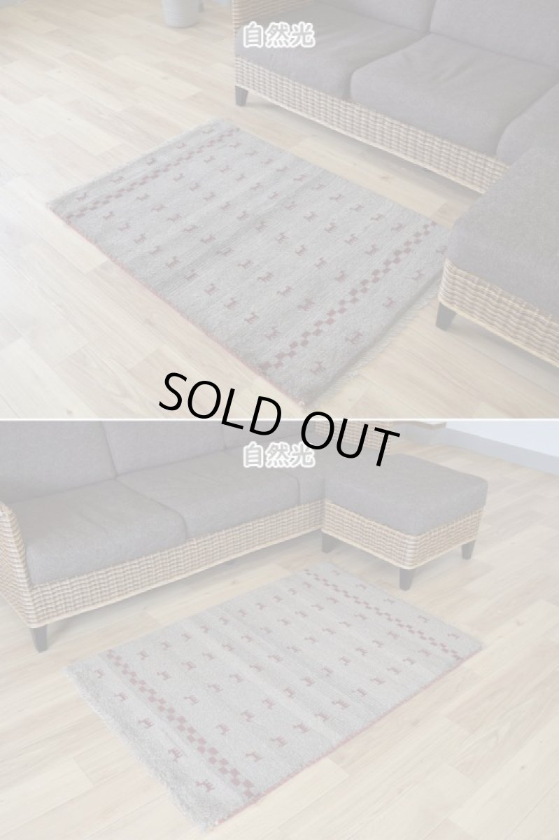 画像4: 新品 ペルシャ ギャッベ 縦1.2m アクセント ラグ サイズ 115 x 80 cm No.443 肉厚 天然 草木染 ウール 手織り ハンドメイド ギャベ マット カーペット  生命の樹 動物 民族柄 グレー エンジ n-443-11580s57 (4)