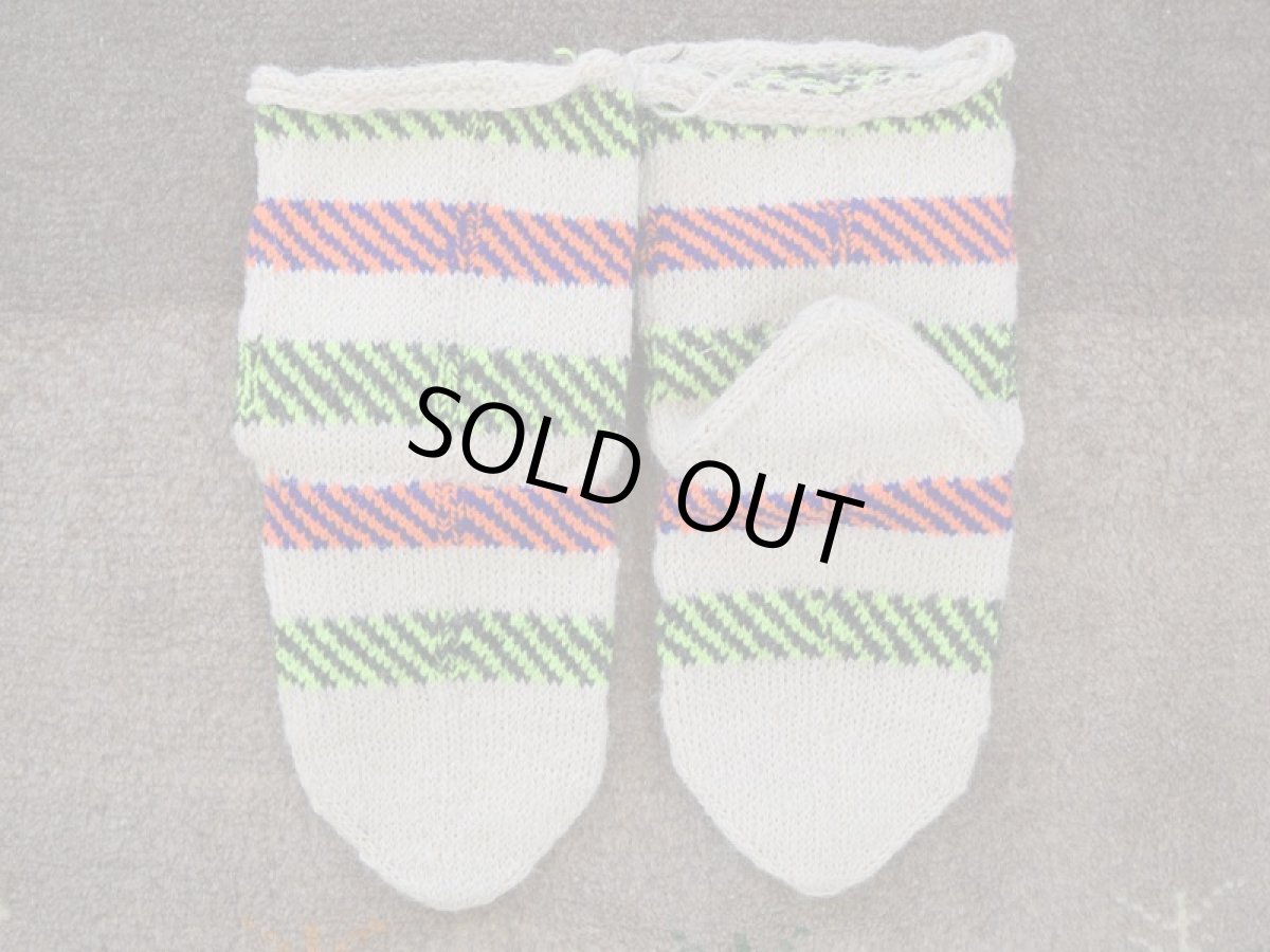 画像2: 新品 イラン製 ウール ミドル 25-26 cm 手編み靴下 ニットルームソックス Long Knit Room Socks n-wm2526-1h4a5 (2)