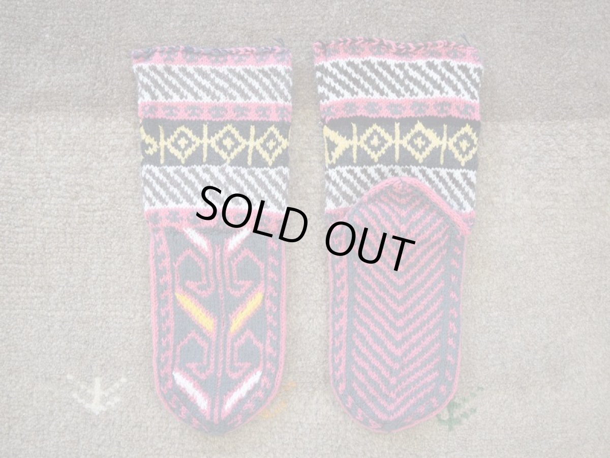 画像2: 新品 イラン製 アクリル混ウール ミドル 25-26 cm 手編み靴下 ニットルームソックス Long Knit Room Socks n-am2526-3h4a5 (2)