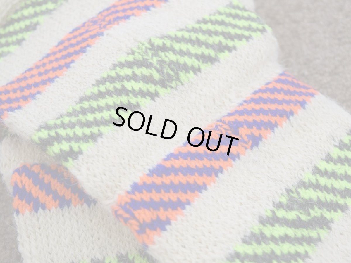 画像3: 新品 イラン製 ウール ミドル 25-26 cm 手編み靴下 ニットルームソックス Long Knit Room Socks n-wm2526-1h4a5 (3)