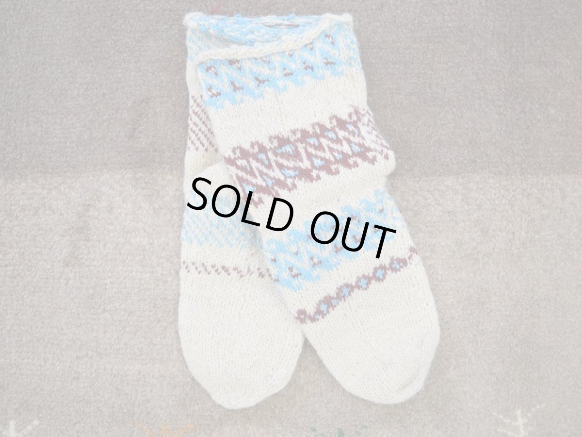 画像1: 新品 イラン製 ウール ミドル 25-26 cm 手編み靴下 ニットルームソックス Long Knit Room Socks n-wm2526-2h4a5 (1)