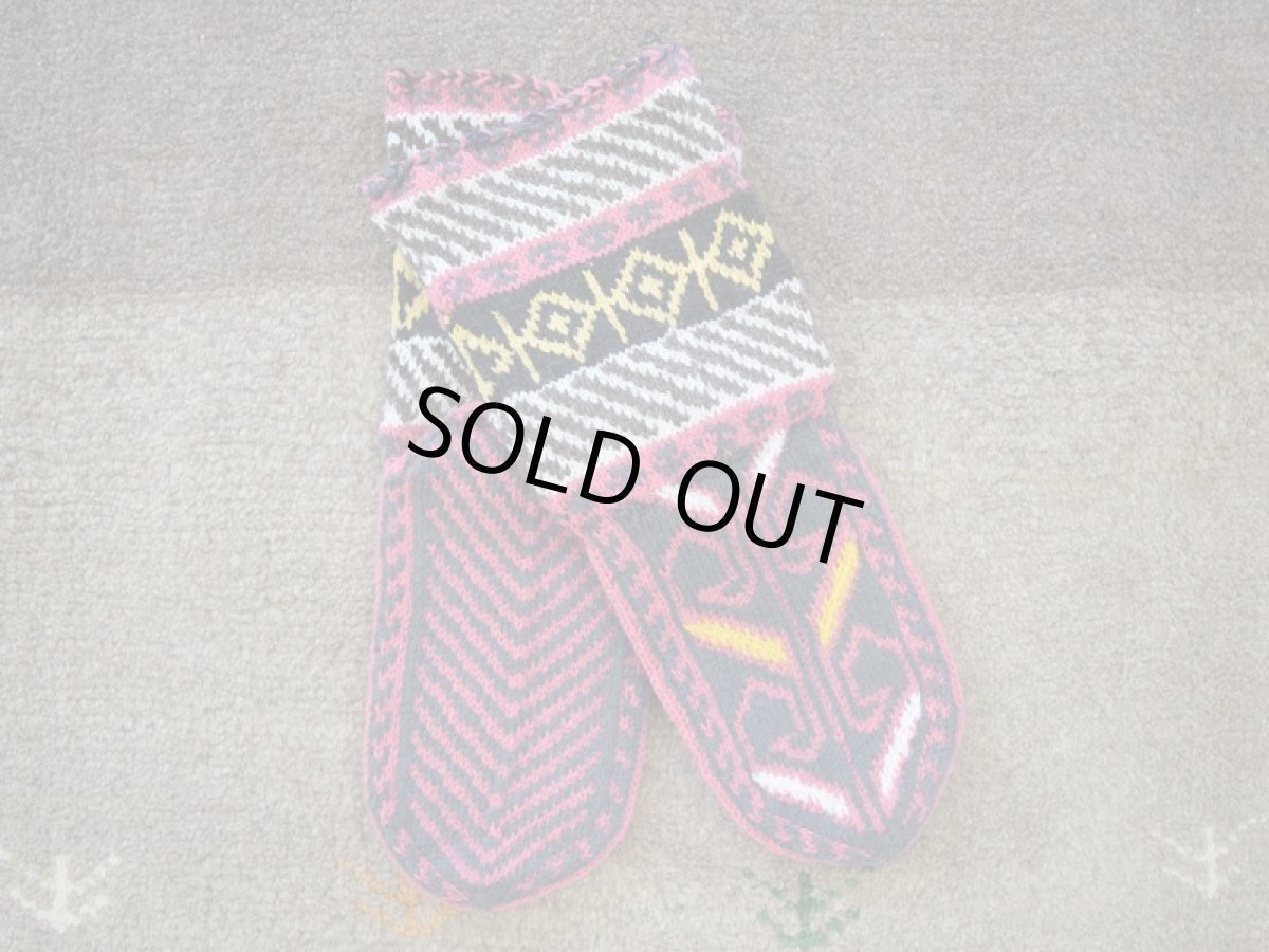 画像1: 新品 イラン製 アクリル混ウール ミドル 25-26 cm 手編み靴下 ニットルームソックス Long Knit Room Socks n-am2526-3h4a5 (1)