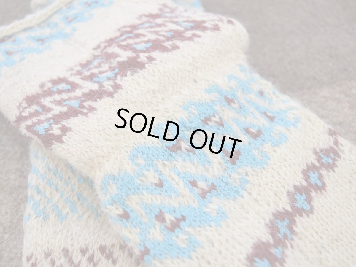 画像3: 新品 イラン製 ウール ミドル 25-26 cm 手編み靴下 ニットルームソックス Long Knit Room Socks n-wm2526-2h4a5 (3)