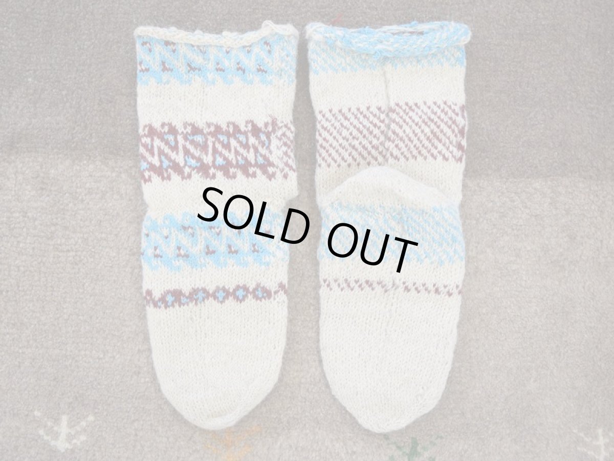 画像2: 新品 イラン製 ウール ミドル 25-26 cm 手編み靴下 ニットルームソックス Long Knit Room Socks n-wm2526-2h4a5 (2)
