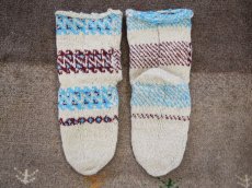 画像2: 新品 イラン製 ウール ミドル 25-26 cm 手編み靴下 ニットルームソックス Long Knit Room Socks n-wm2526-2h4a5 (2)