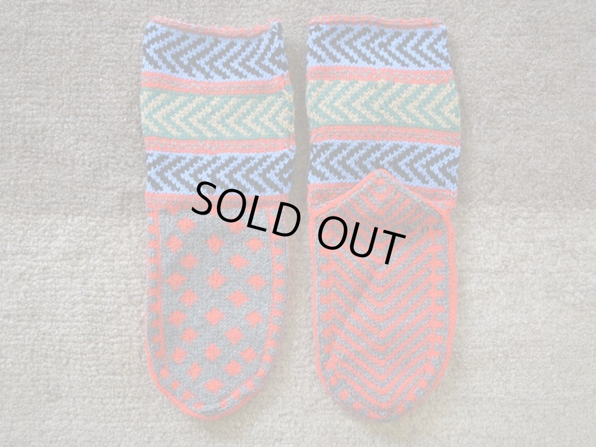 画像2: 新品 イラン製 アクリル混ウール ミドル 24-25 cm 手編み靴下 ニットルームソックス Long Knit Room Socks n-am2425-18h3a4 (2)