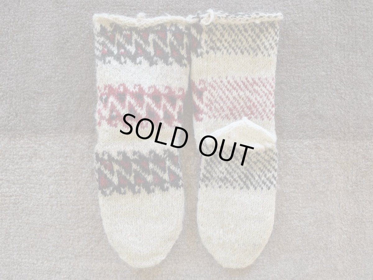 画像2: 新品 イラン製 ウール ミドル 24-25 cm 手編み靴下 ニットルームソックス Long Knit Room Socks n-wm2425-12h4a5 (2)