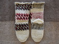 画像2: 新品 イラン製 ウール ミドル 24-25 cm 手編み靴下 ニットルームソックス Long Knit Room Socks n-wm2425-12h4a5 (2)