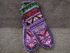 画像1: 新品 イラン製 アクリル混ウール ミドル 24-25 cm 手編み靴下 ニットルームソックス Long Knit Room Socks n-am2425-20h4a5 (1)