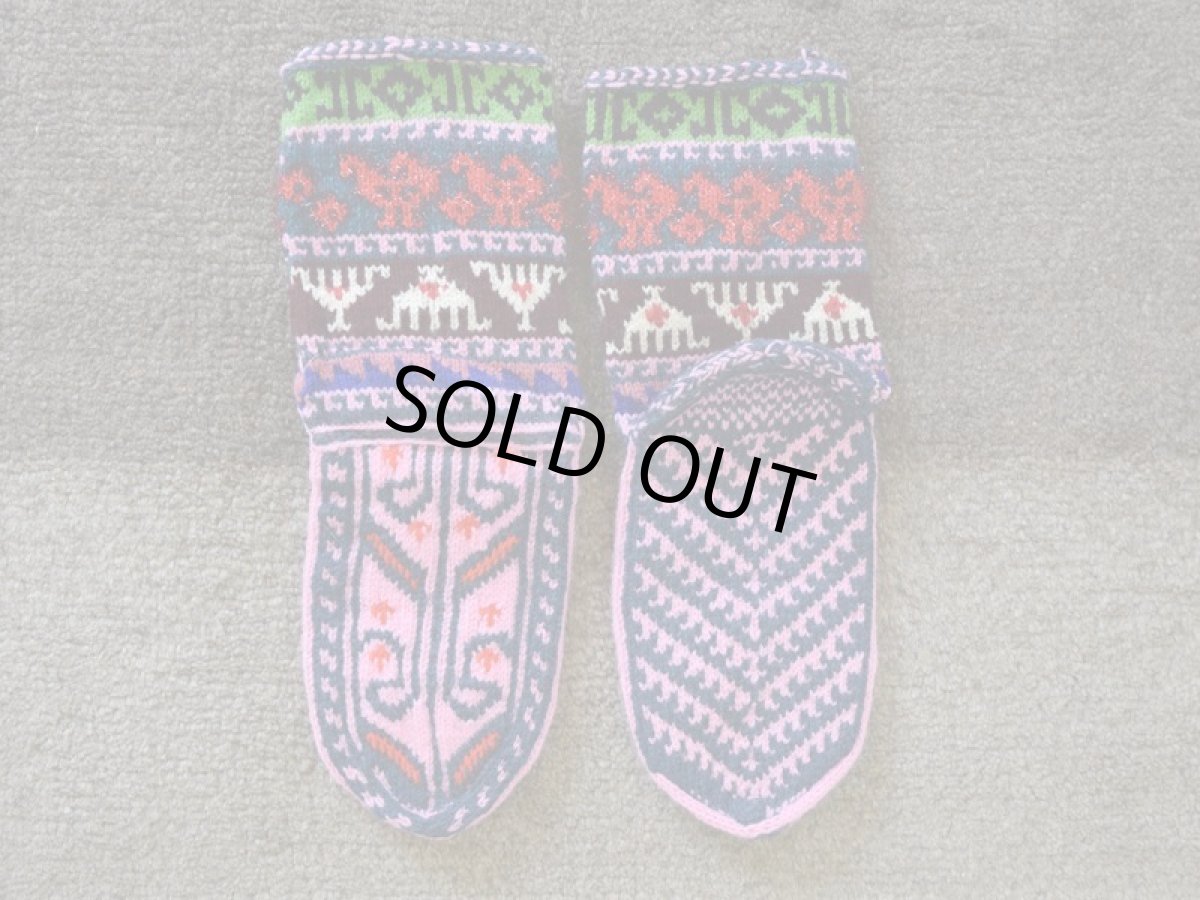 画像2: 新品 イラン製 アクリル混ウール ミドル 24-25 cm 手編み靴下 ニットルームソックス Long Knit Room Socks n-am2425-20h4a5 (2)