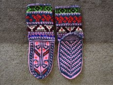 画像2: 新品 イラン製 アクリル混ウール ミドル 24-25 cm 手編み靴下 ニットルームソックス Long Knit Room Socks n-am2425-20h4a5 (2)