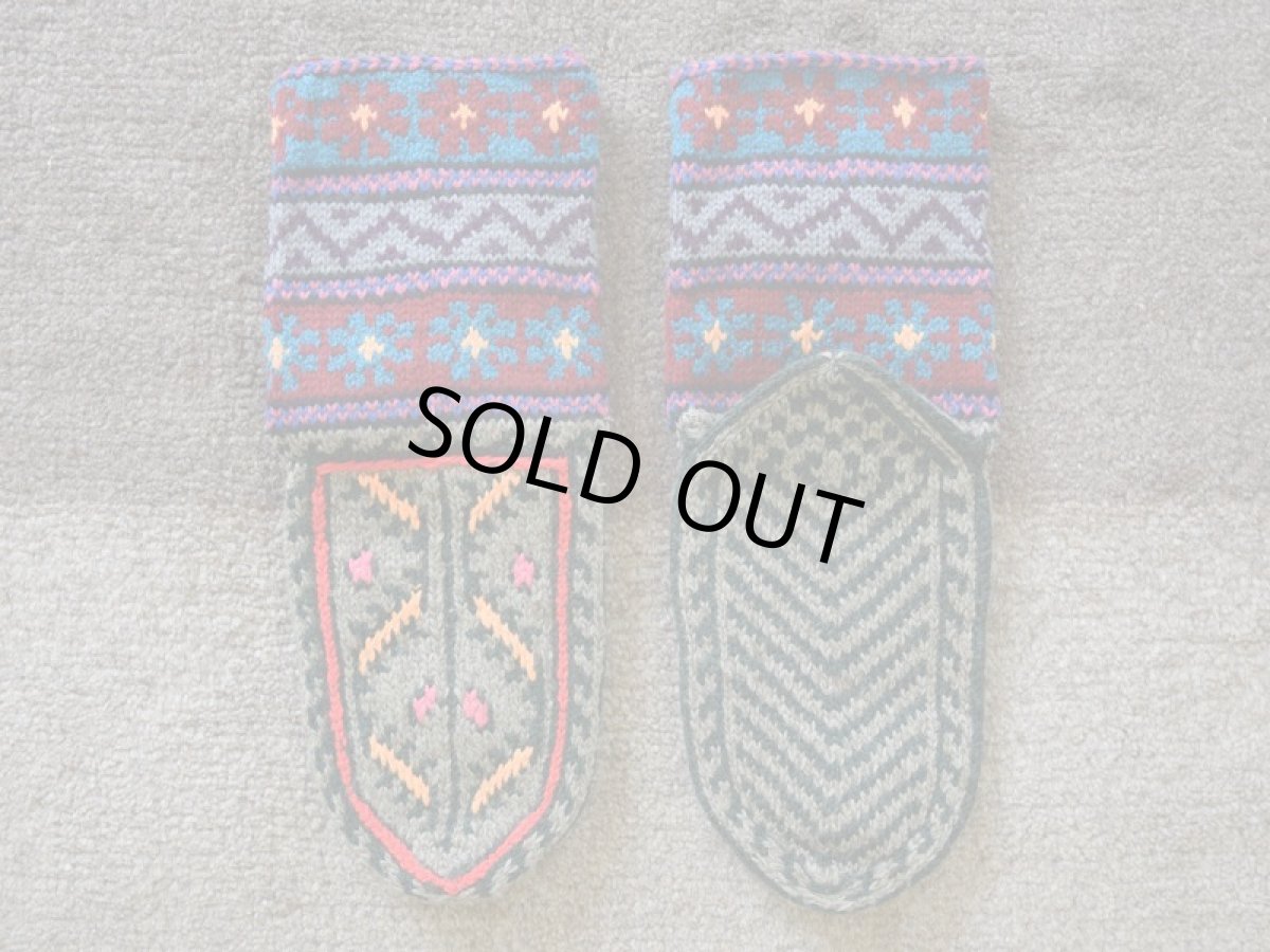 画像2: 新品 イラン製 アクリル混ウール ミドル 24-25 cm 手編み靴下 ニットルームソックス Long Knit Room Socks n-am2425-22h4a5 (2)