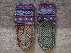 画像2: 新品 イラン製 アクリル混ウール ミドル 24-25 cm 手編み靴下 ニットルームソックス Long Knit Room Socks n-am2425-22h4a5 (2)