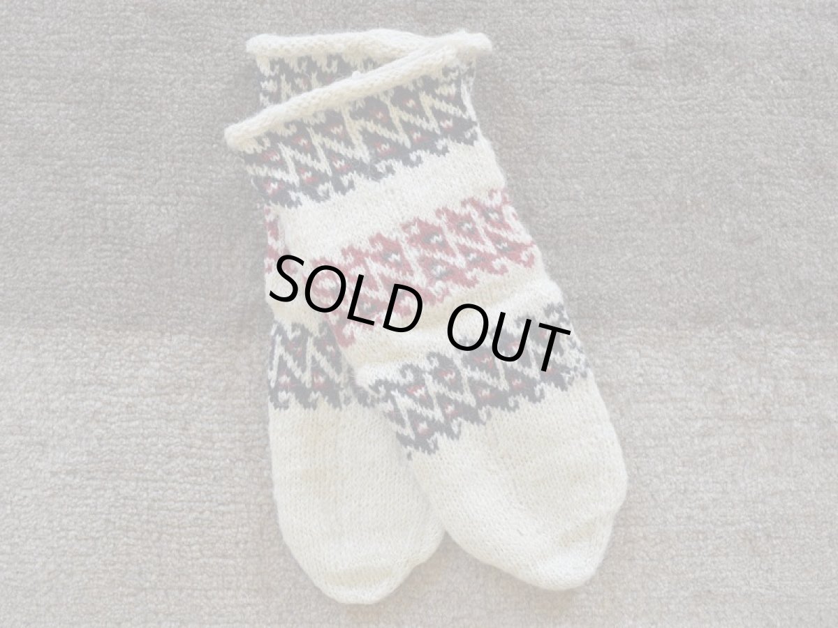 画像1: 新品 イラン製 ウール ミドル 24-25 cm 手編み靴下 ニットルームソックス Long Knit Room Socks n-wm2425-14h4a5 (1)