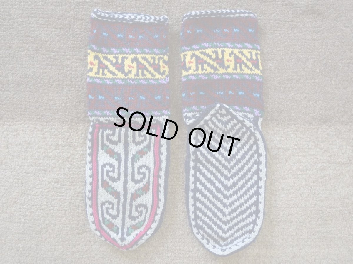 画像2: 新品 イラン製 アクリル混ウール ミドル 24-25 cm 手編み靴下 ニットルームソックス Long Knit Room Socks n-am2425-21h4a5 (2)