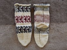 画像2: 新品 イラン製 ウール ミドル 24-25 cm 手編み靴下 ニットルームソックス Long Knit Room Socks n-wm2425-13h4a5 (2)